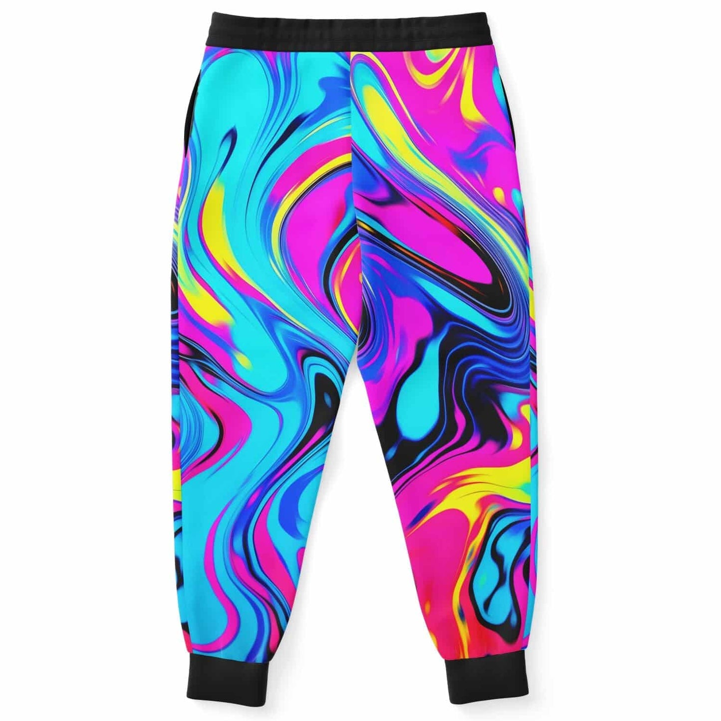 Cyan Blue Abstract Liquid Rave Joggers