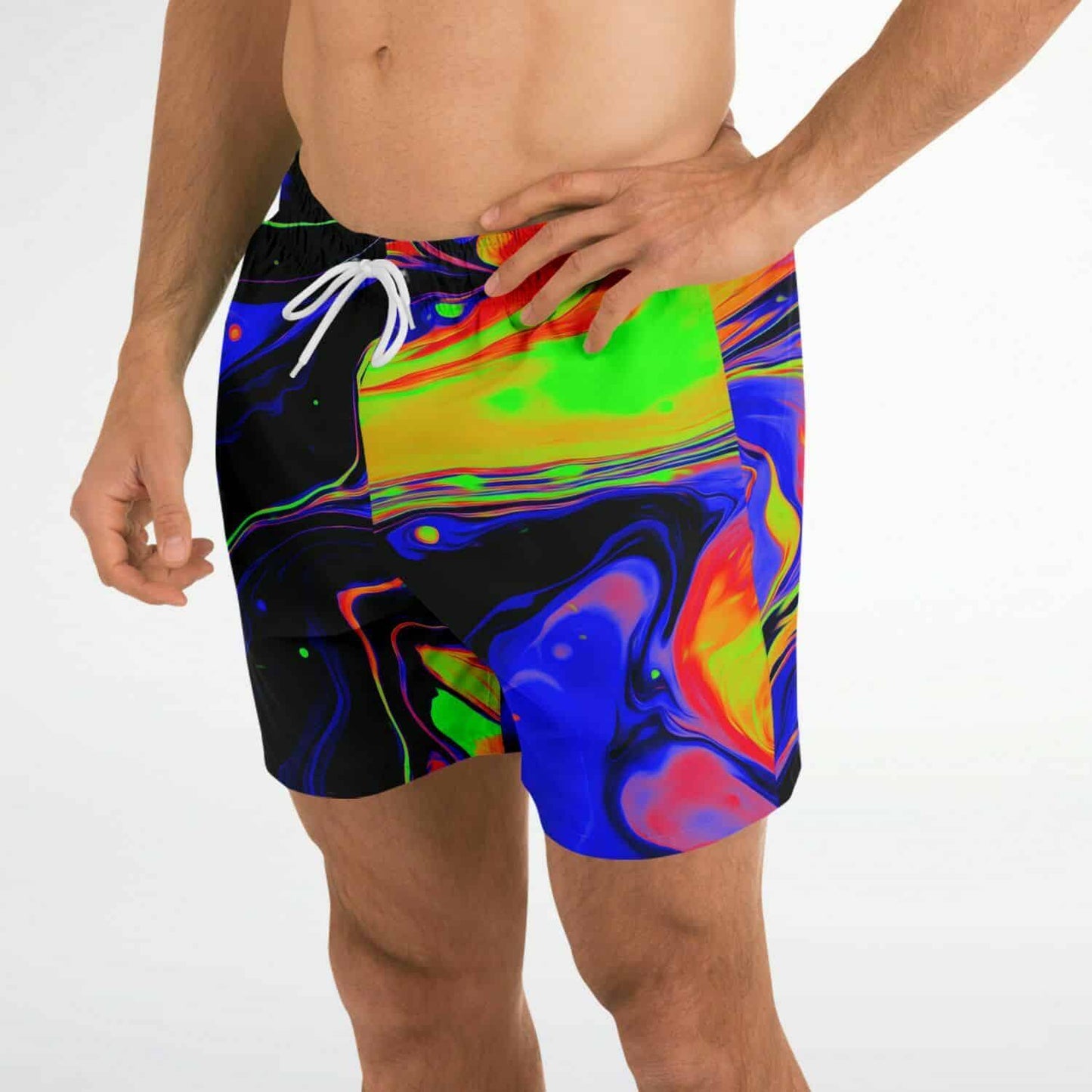 Black Neon Liquid Rave Swim Trunks