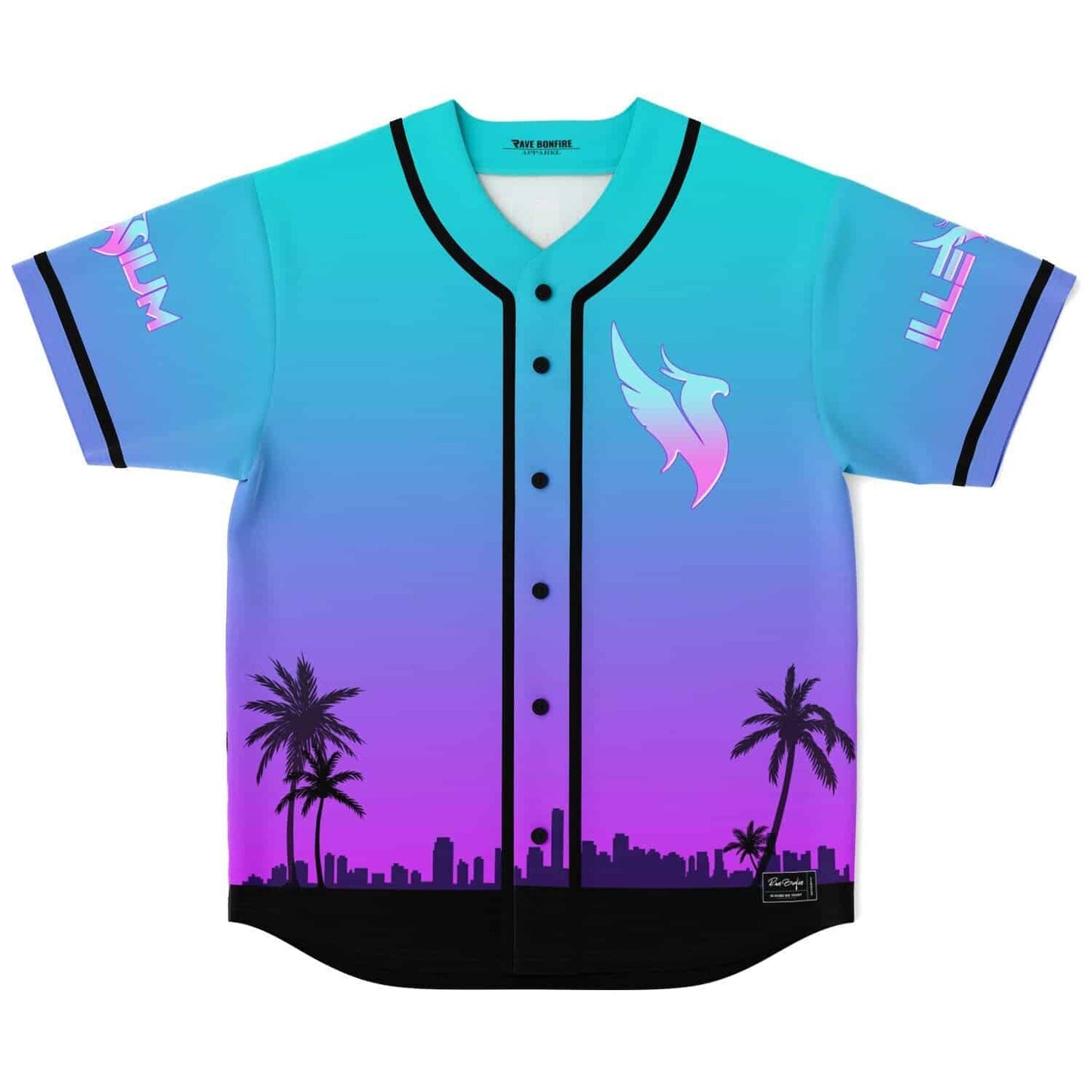 Illenium Teal Sky Miami Sunset Rave Baseball Jersey