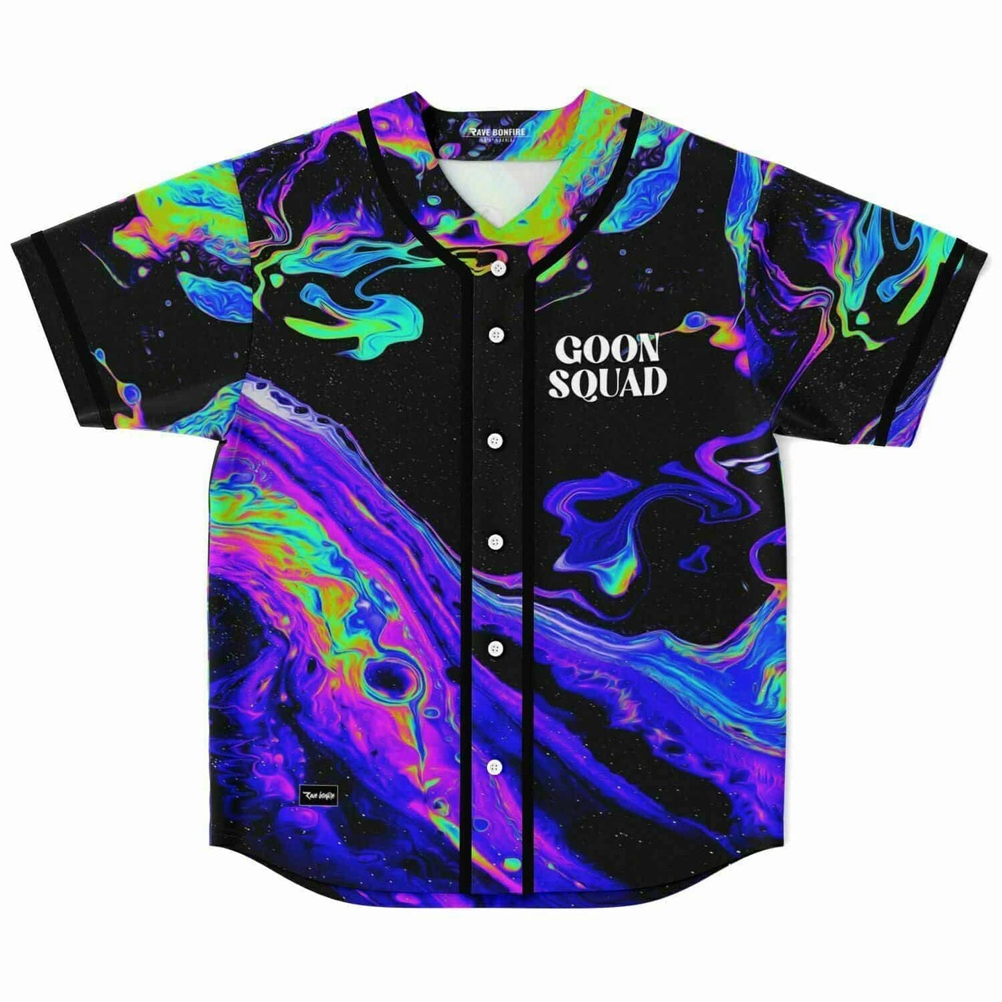 Black Psychedelic Oil Rave Baseball Jersey