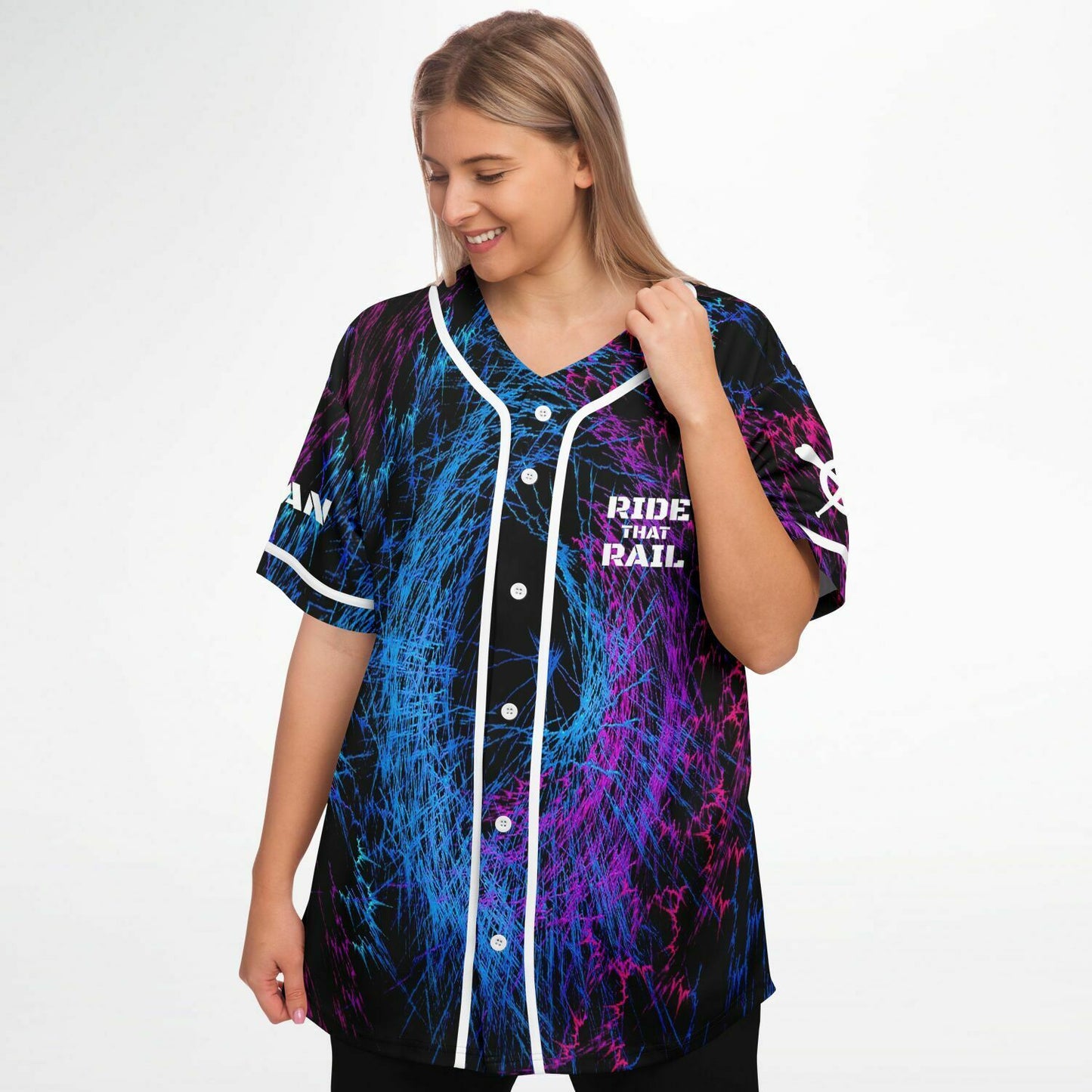 Kayzo Black Swirling Neon Rave Baseball Jersey