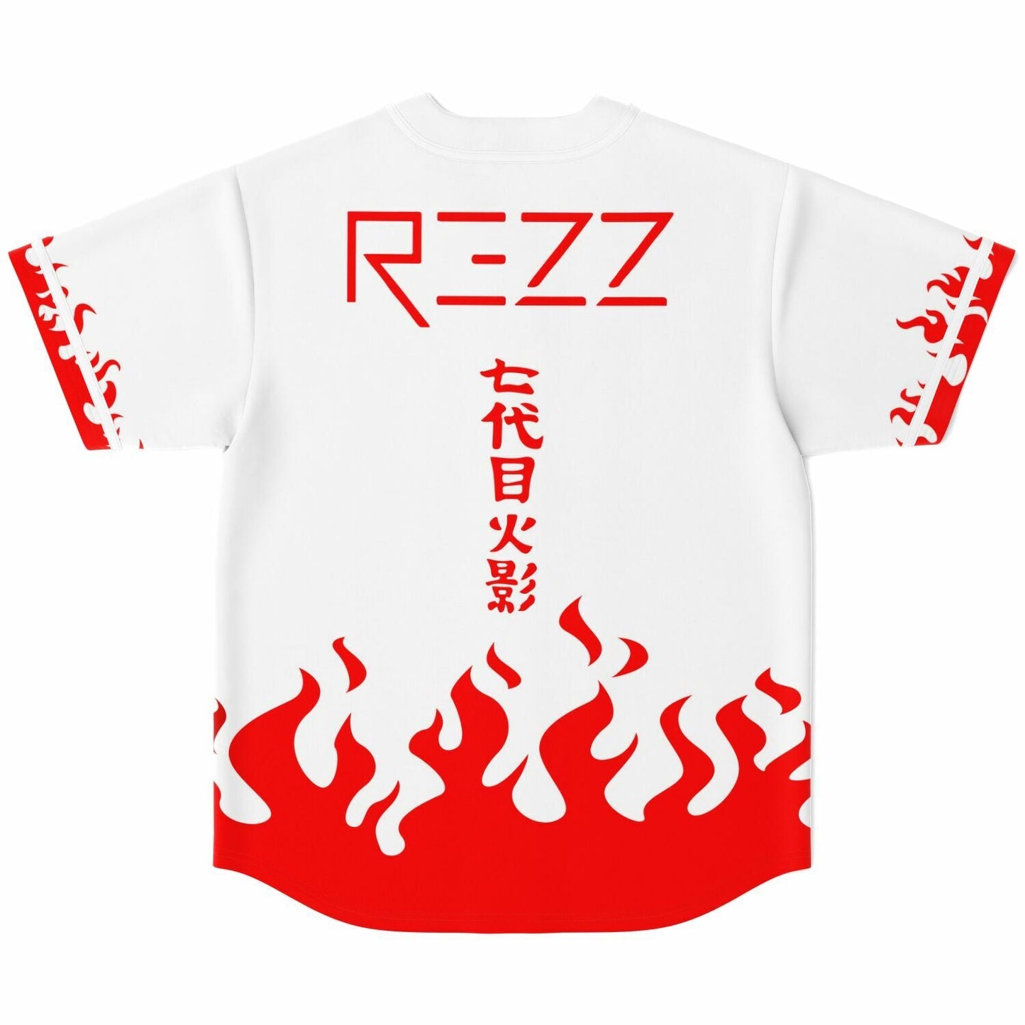 REZZ White Red Flame Rave Baseball Jersey
