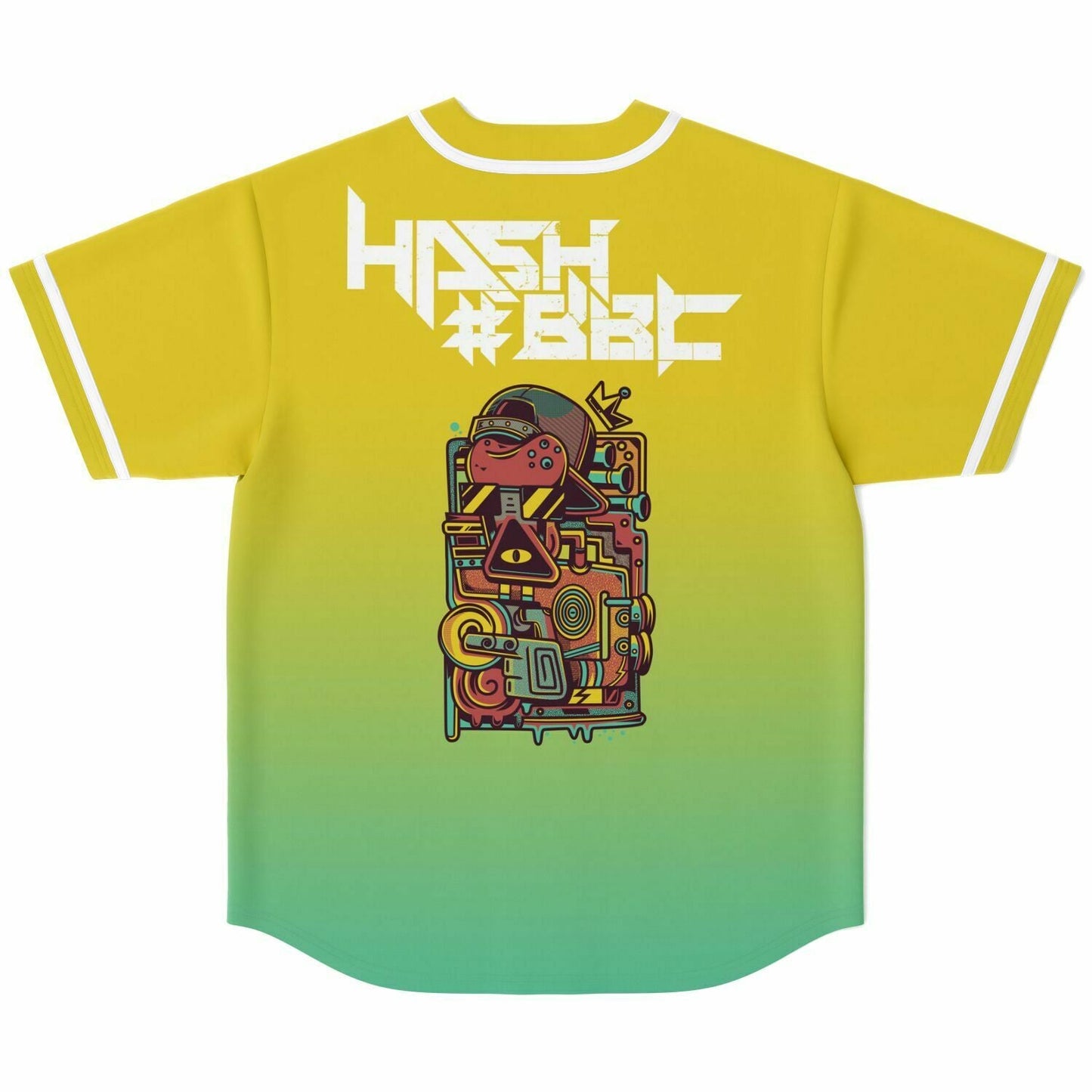 Yellow Green Abstract Robotic Rave Baseball Jersey