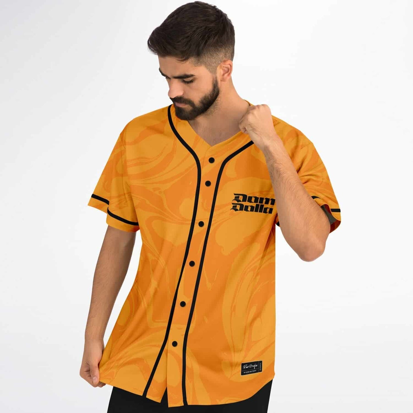 Dom Dolla Orange Marbled Swirl Rave Baseball Jersey