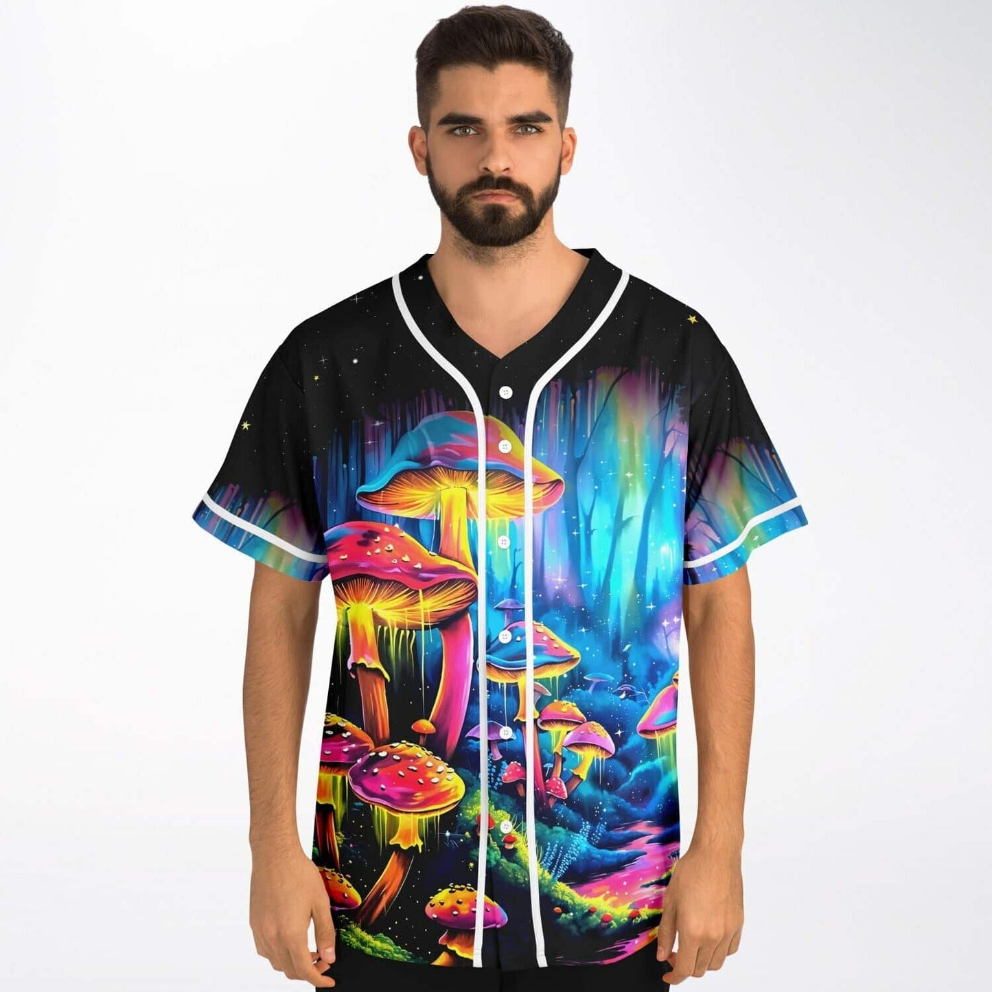 Black Night Glowing Bioluminescent Rave Baseball Jersey