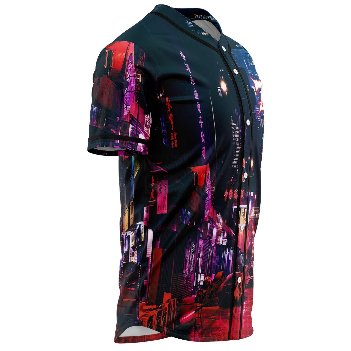 Black Rainy Neon Rave Baseball Jersey