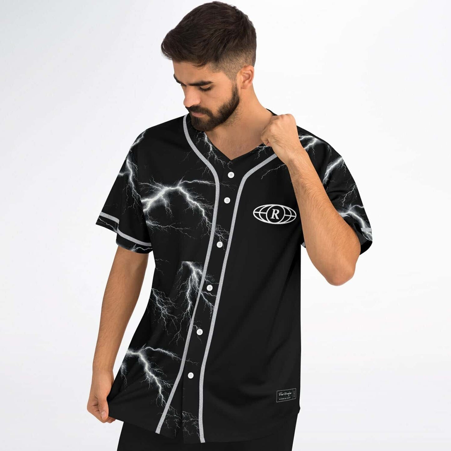 Black Electric Lightning Rave Baseball Jersey
