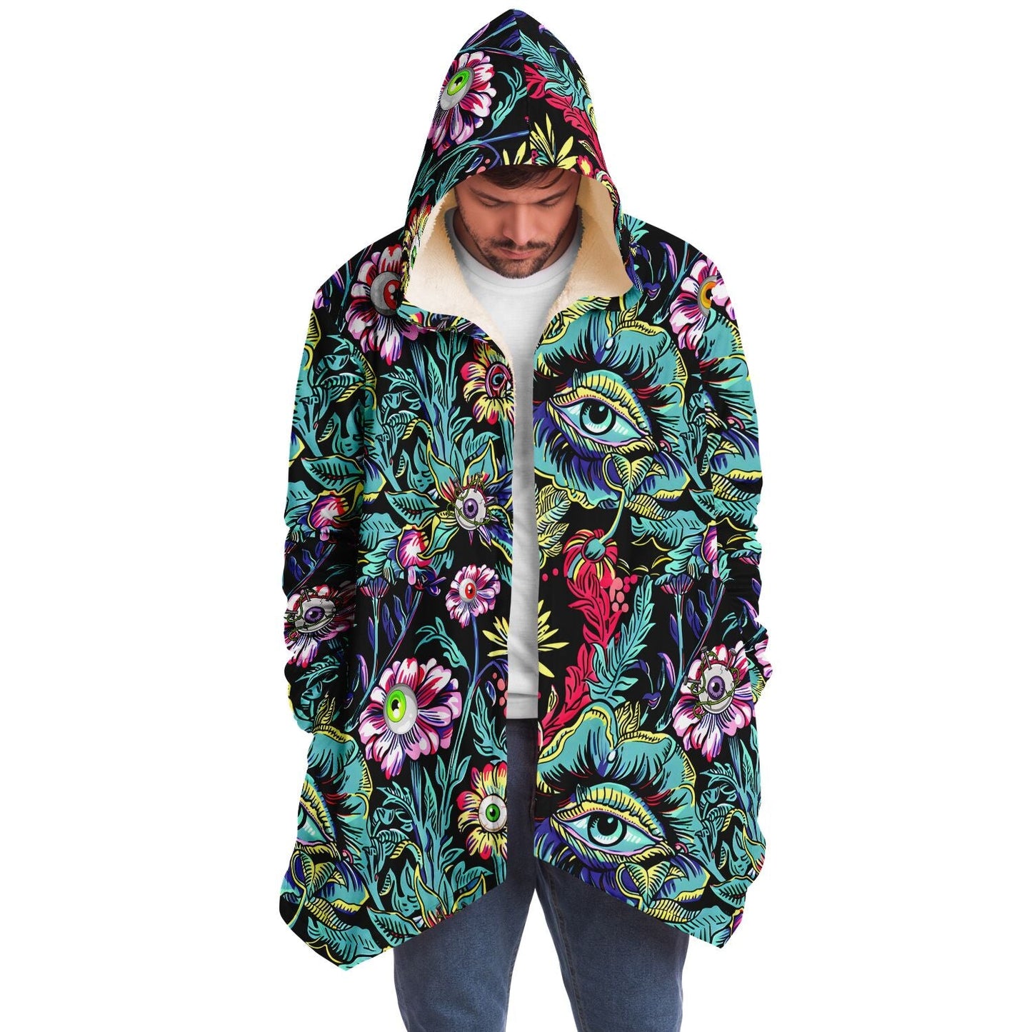 Black Surreal Garden Rave Cloak