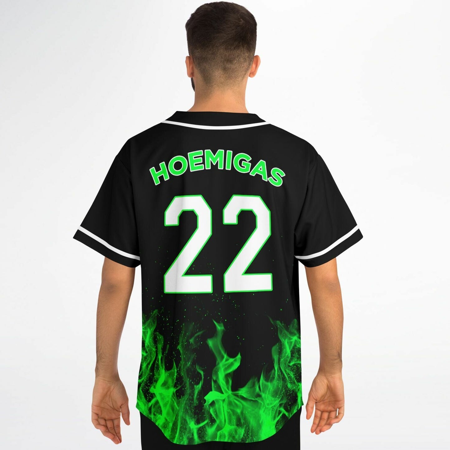 Black Green Flames Rave Baseball Jersey