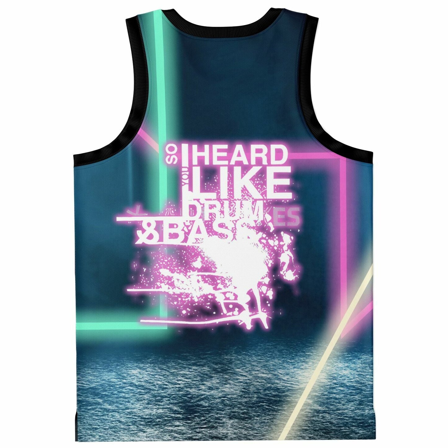 Dark Teal Black Cat Rave Basketball Jersey