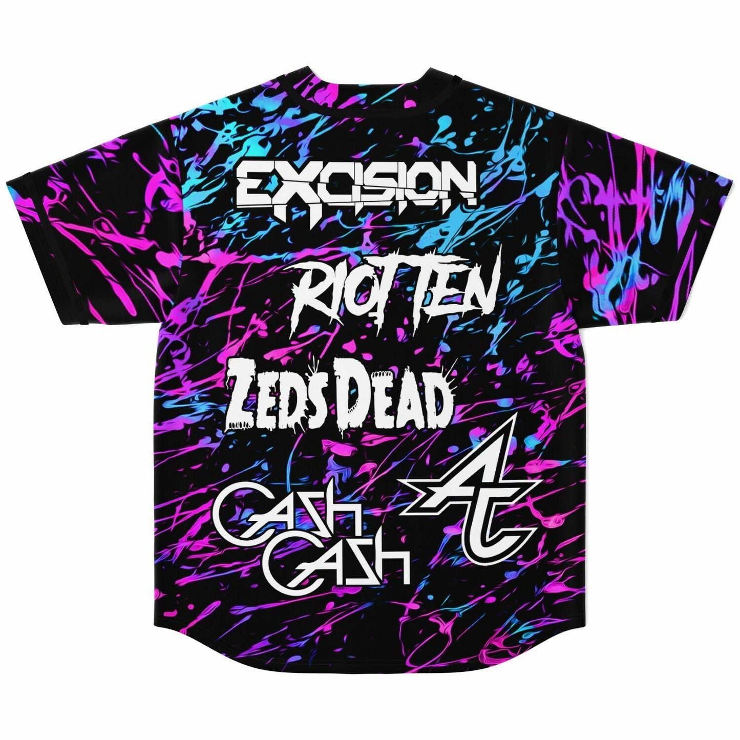 Excision Black Chaotic Paint Rave Baseball Jersey