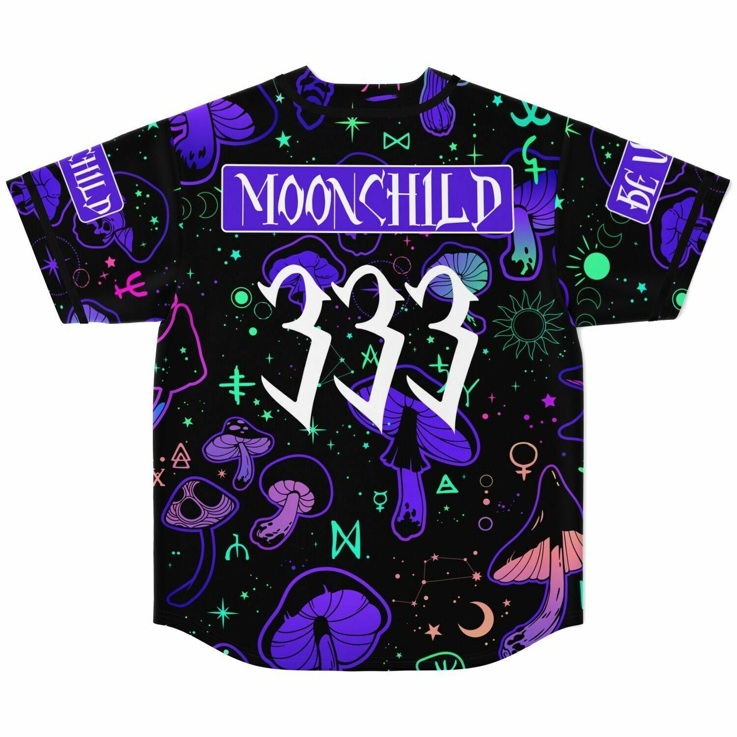 Black Psychedelic Mushrooms Rave Baseball Jersey