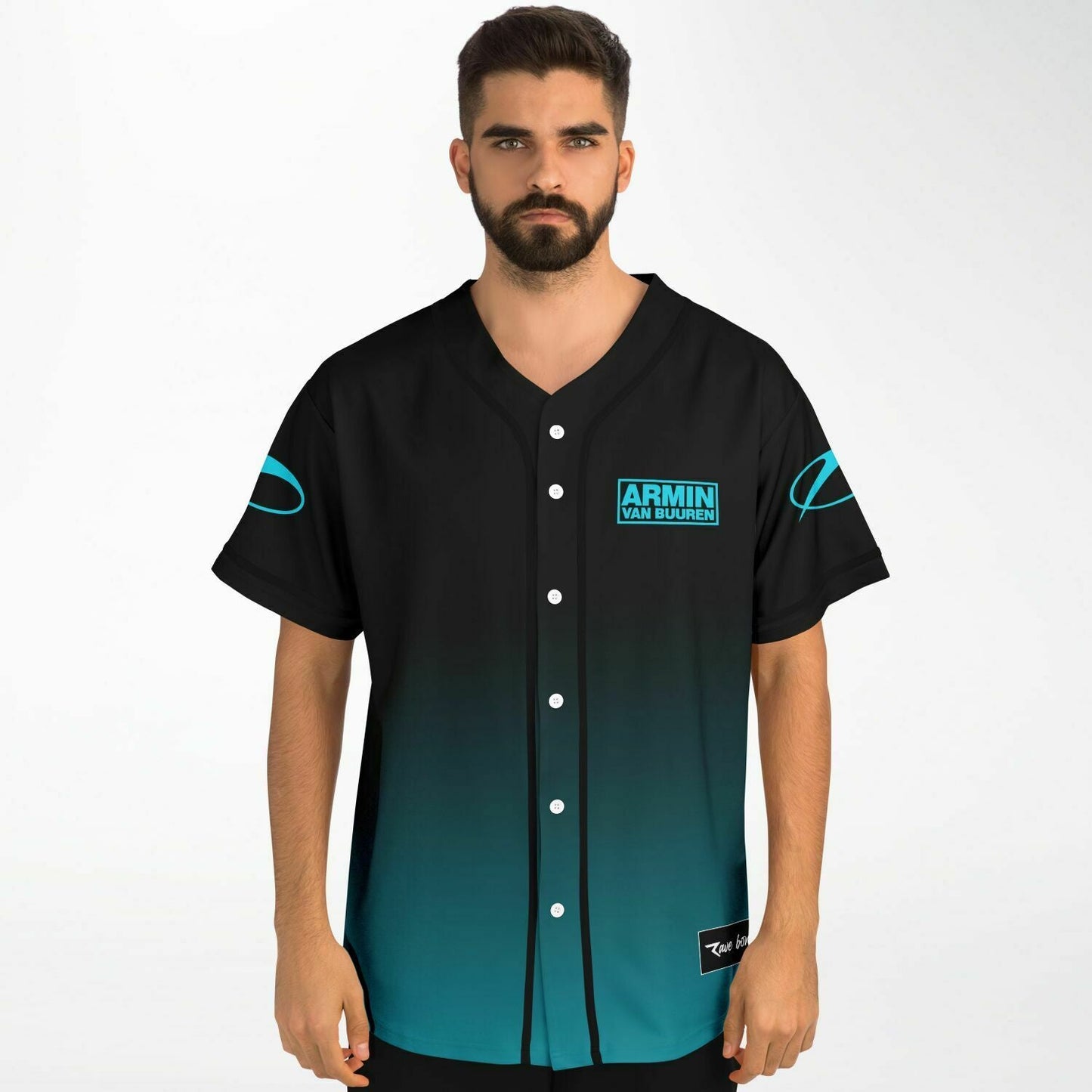 Armin van Buuren Black Teal Box Wordmark Rave Baseball Jersey