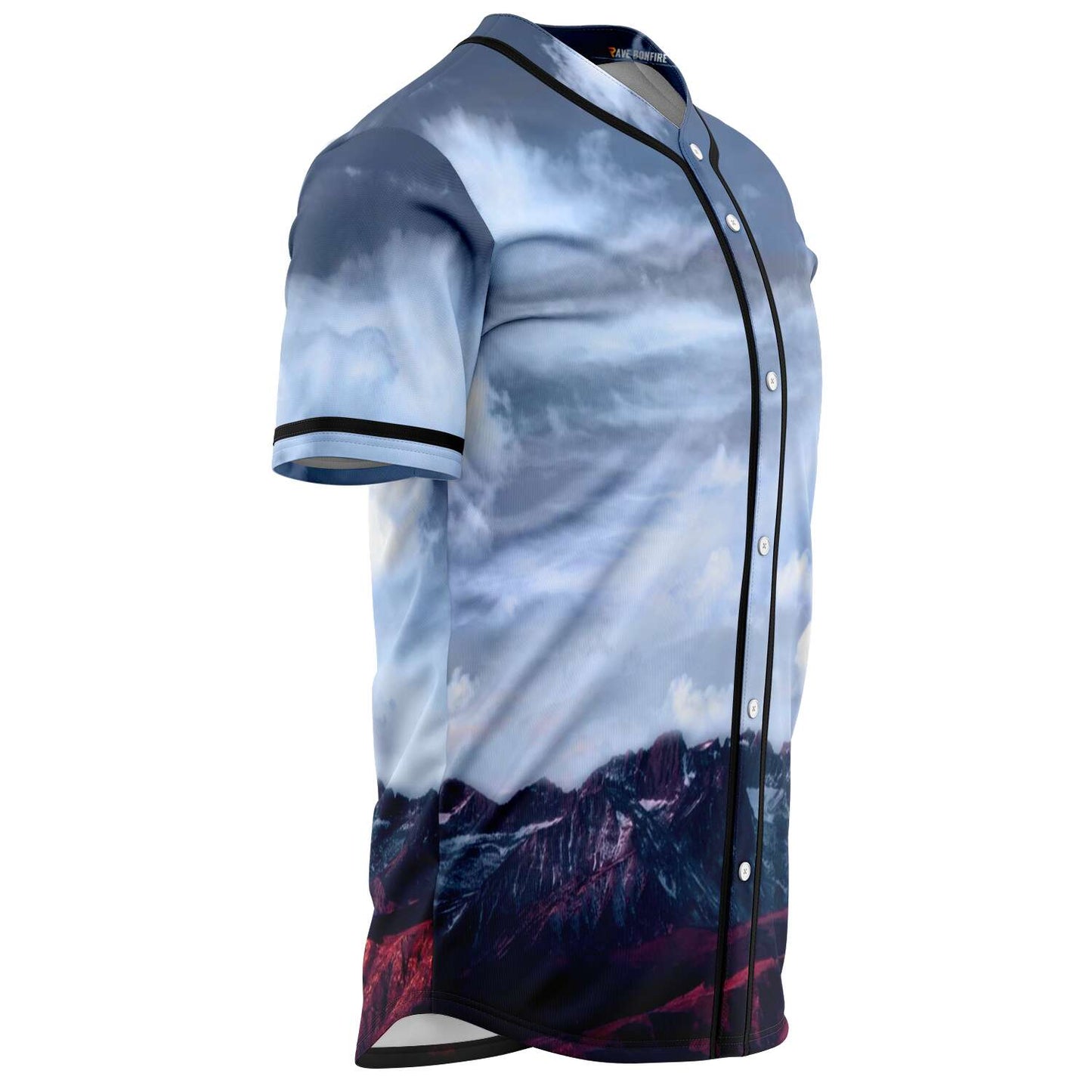 Blue Grey Photographic Mountain Rave Baseball Jersey
