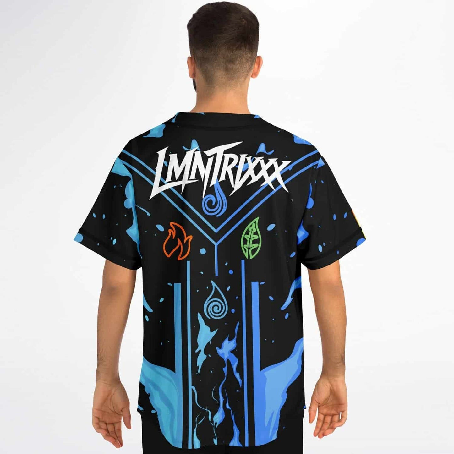 LMNTRIXXX Black Elemental Symbols Rave Baseball Jersey