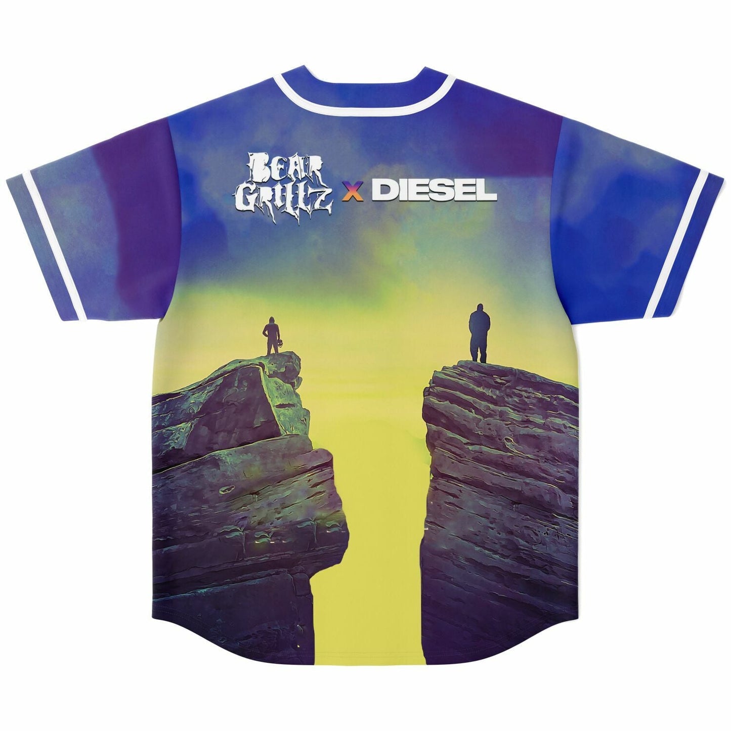 Bear Grillz Blue Yellow Hazy Watercolor Rave Baseball Jersey