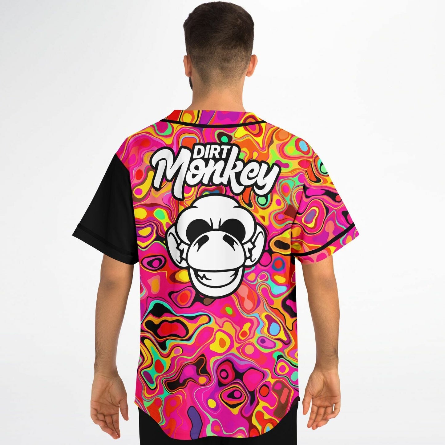 Dirt Monkey Hot Pink Liquid Marbled Rave Baseball Jersey