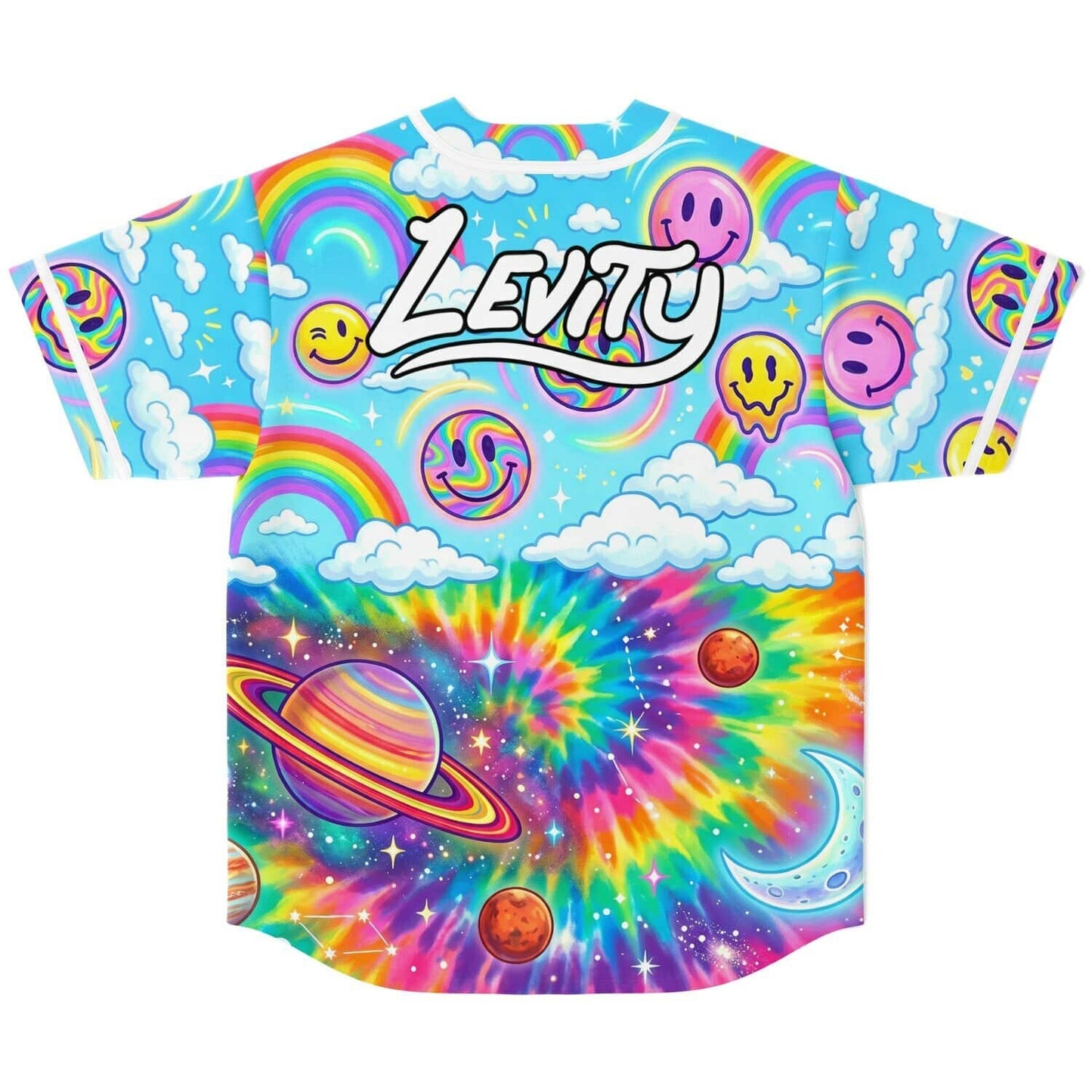 Levity Bright Rainbow Lisa Frank Rave Baseball Jersey