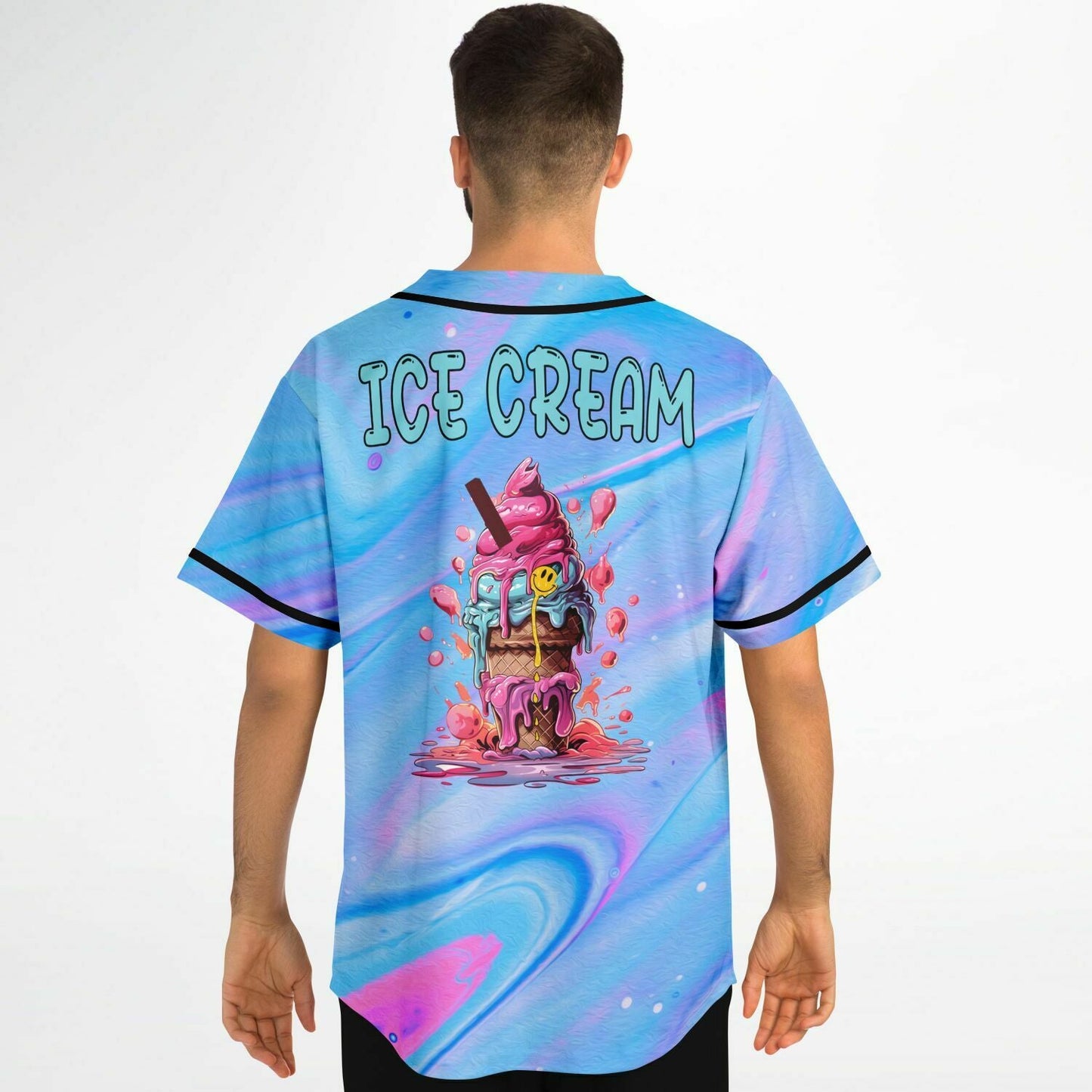 GRiZ Light Blue Holographic Liquid Rave Baseball Jersey