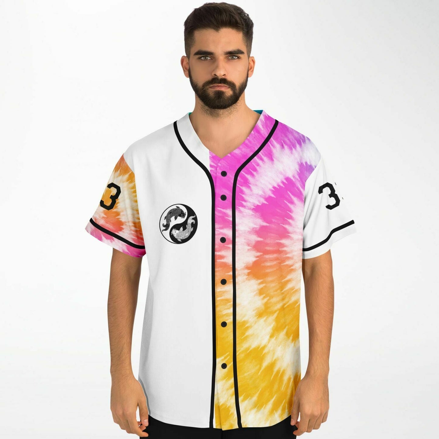 Rainbow Spiral Half White Rave Baseball Jersey