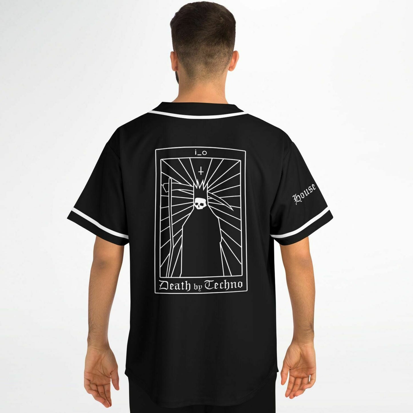 i_o Black Hand Drawn Rave Baseball Jersey