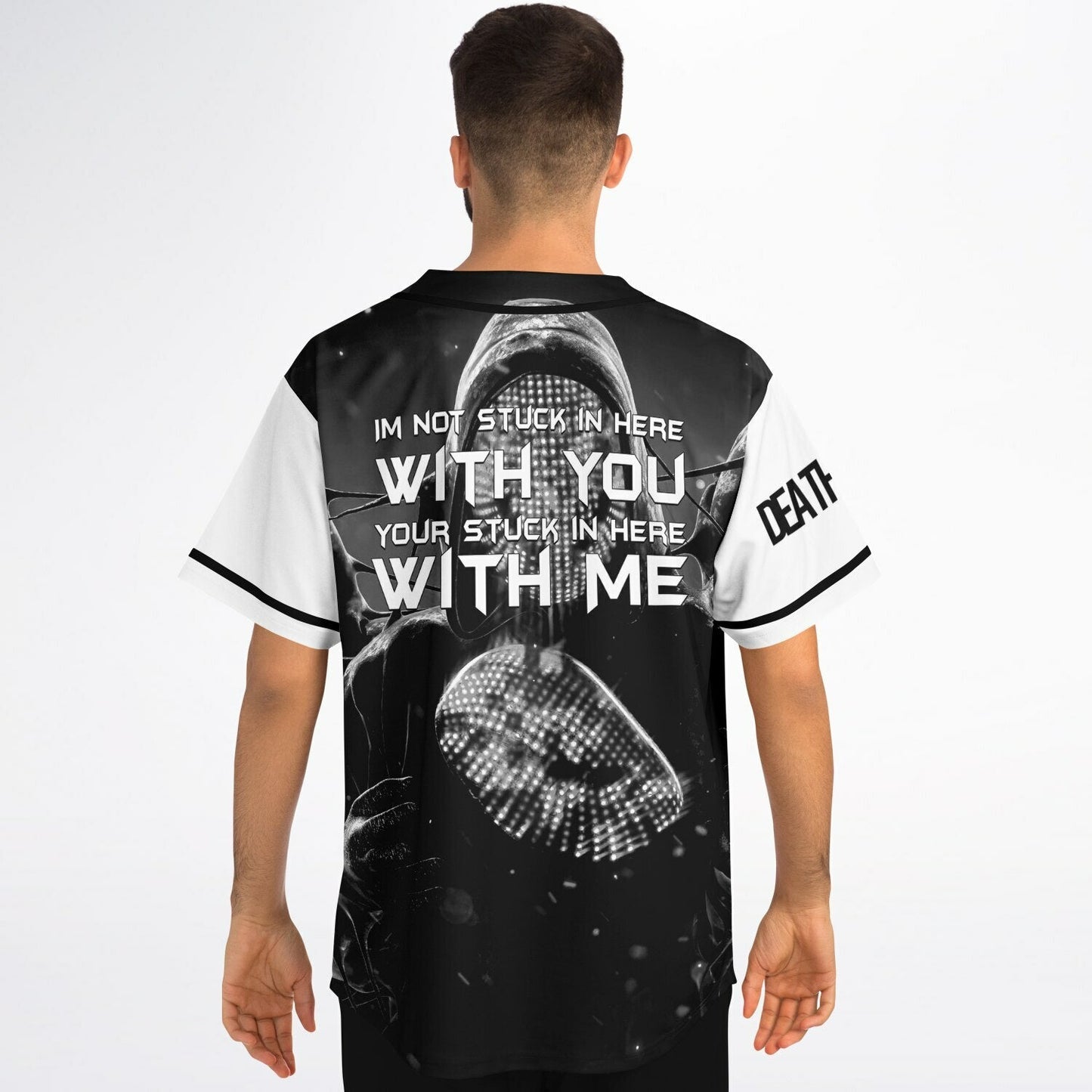 Deathpact Black White Hooded Figure Rave Baseball Jersey