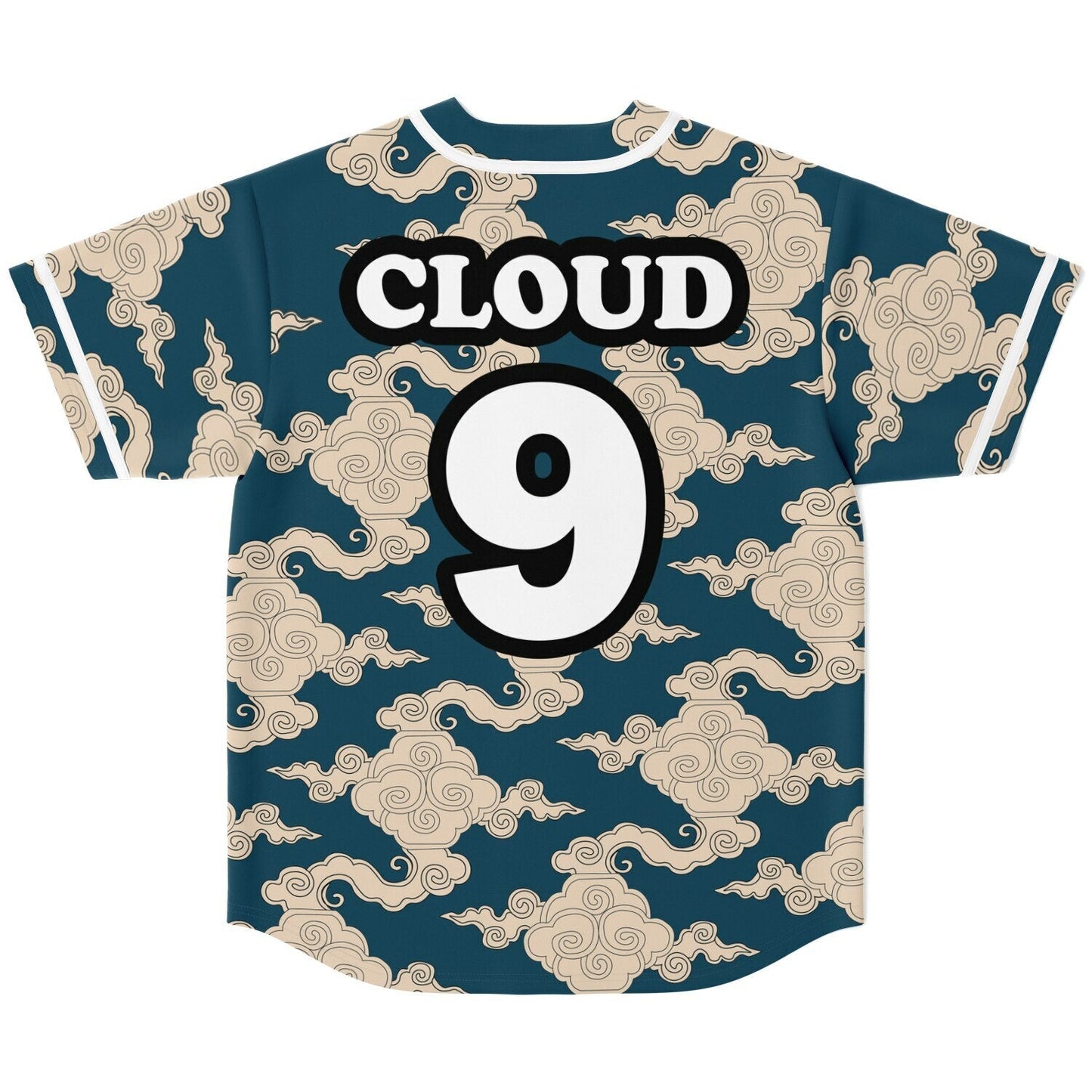 LEVITY Deep Teal Japanese Swirling Rave Baseball Jersey