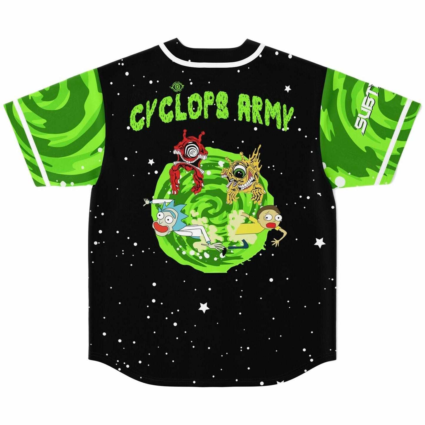 Subtronics Black Starfield Green Sci Rave Baseball Jersey