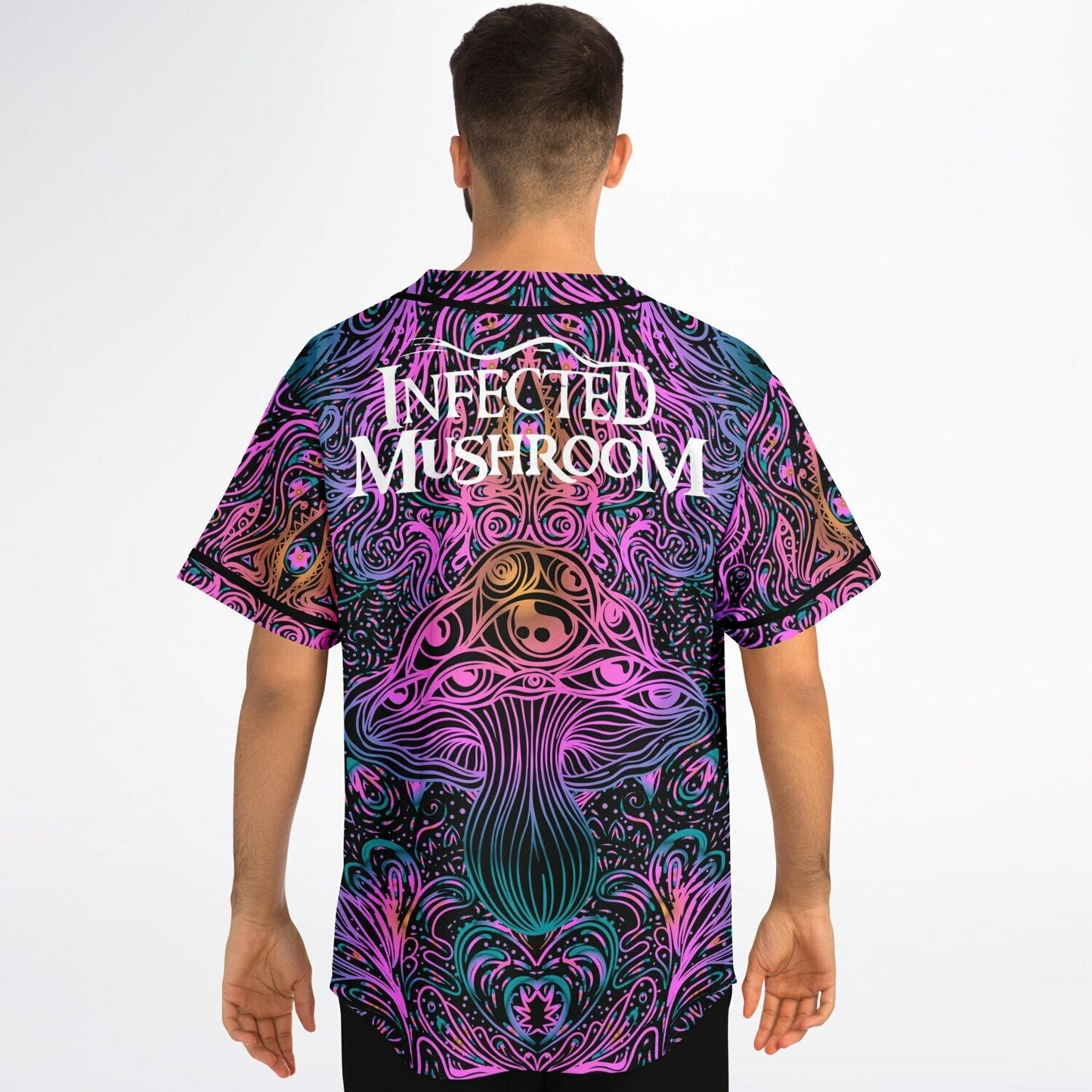 Infected Mushroom Black Ornate Psychedelic Rave Baseball Jersey