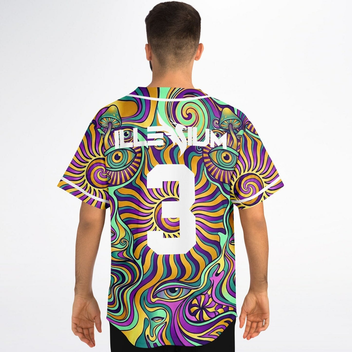 Illenium Purple Psychedelic Swirls Rave Baseball Jersey