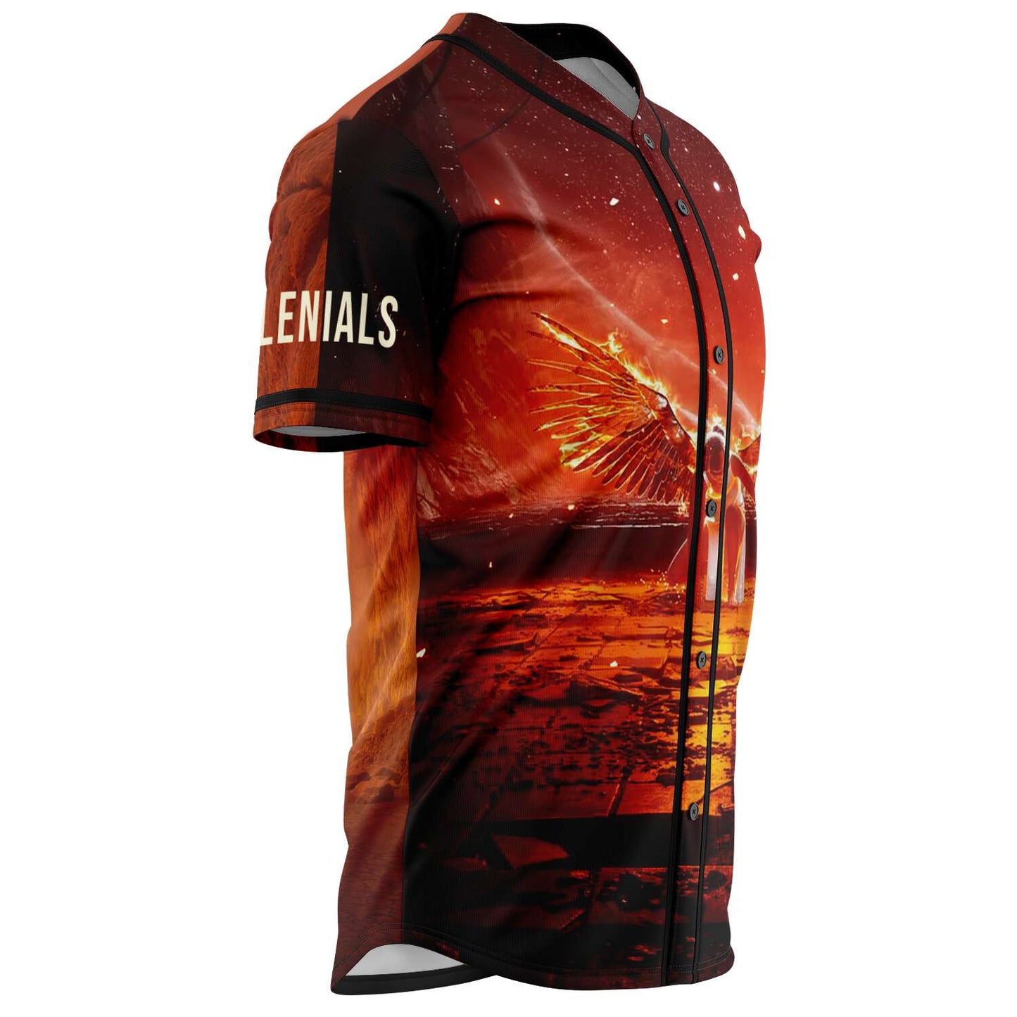 Illenium Fiery Red Flaming Phoenix Rave Baseball Jersey