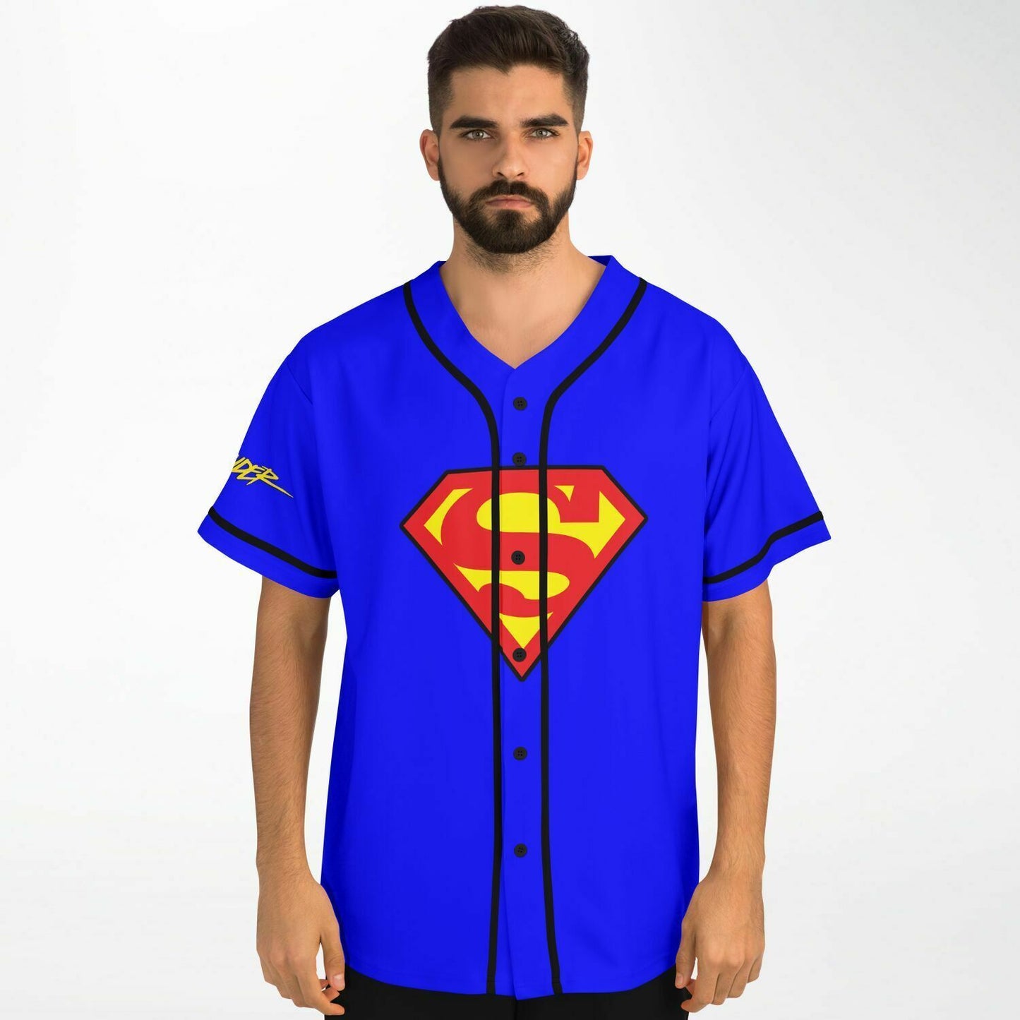 Slander Royal Blue Superman ‘S’ Rave Baseball Jersey