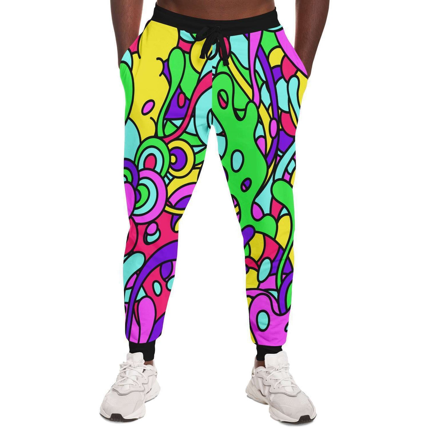 Black Cuffs Abstract Groovy Rave Joggers