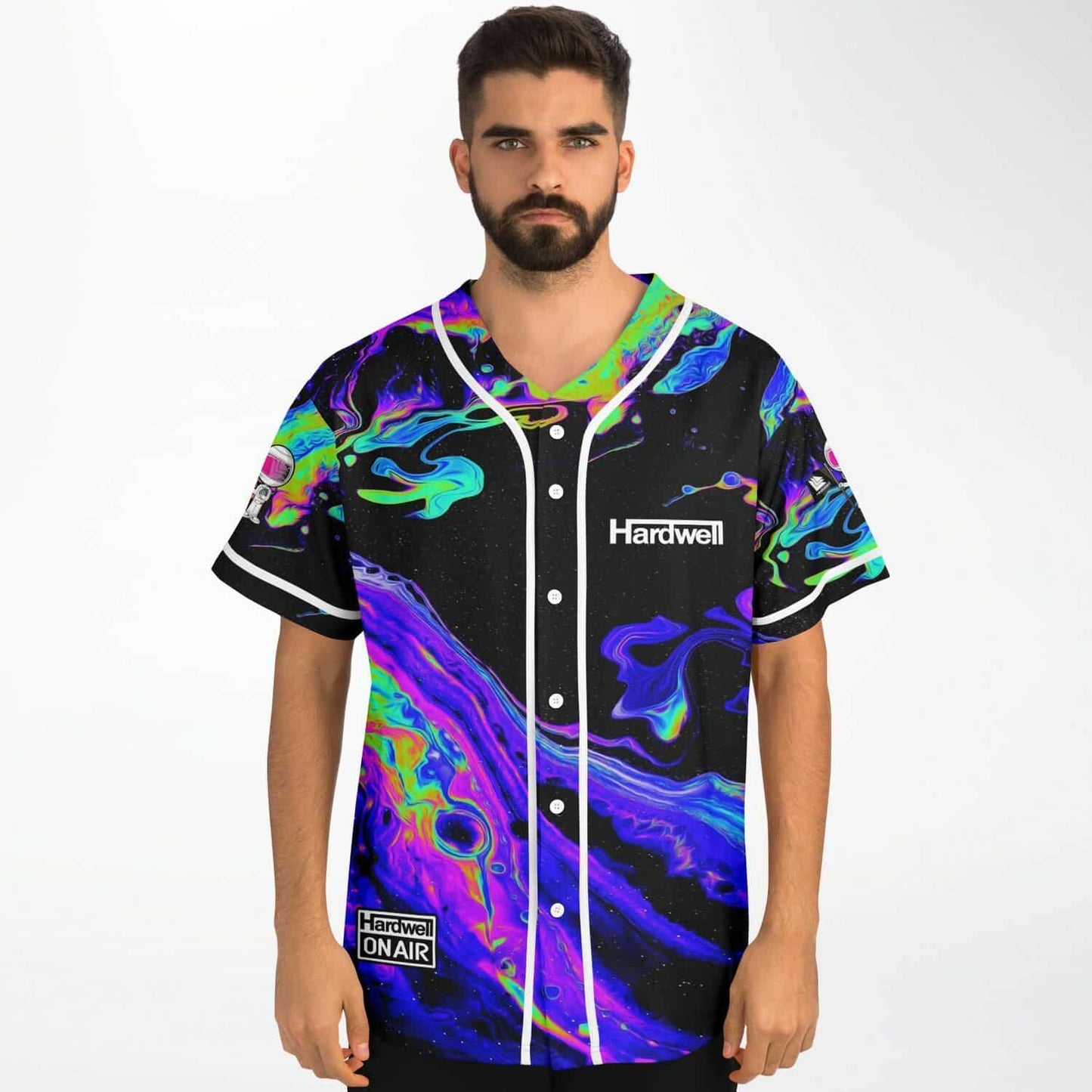 Hardwell Black Holographic Oil Rave Baseball Jersey