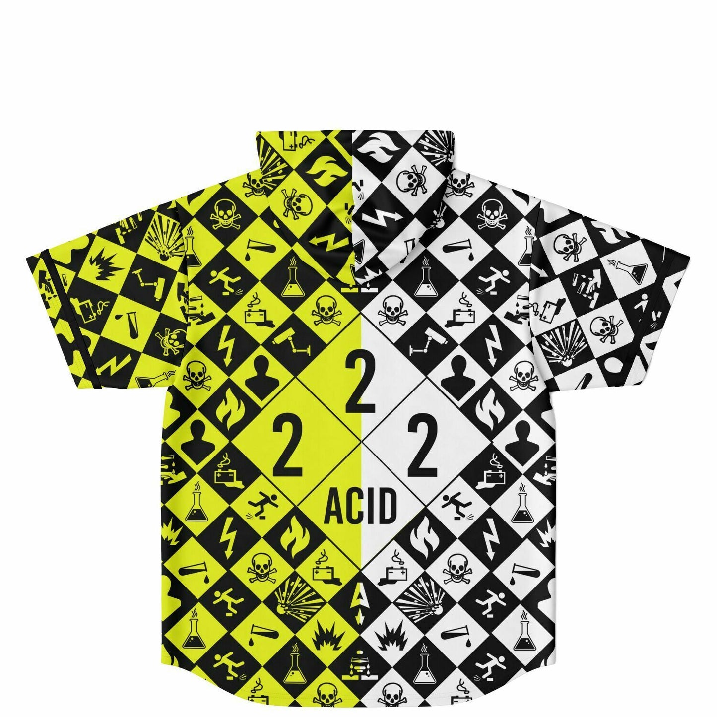 Black Diagonal Checkerboard Rave Hooded Baseball Jersey