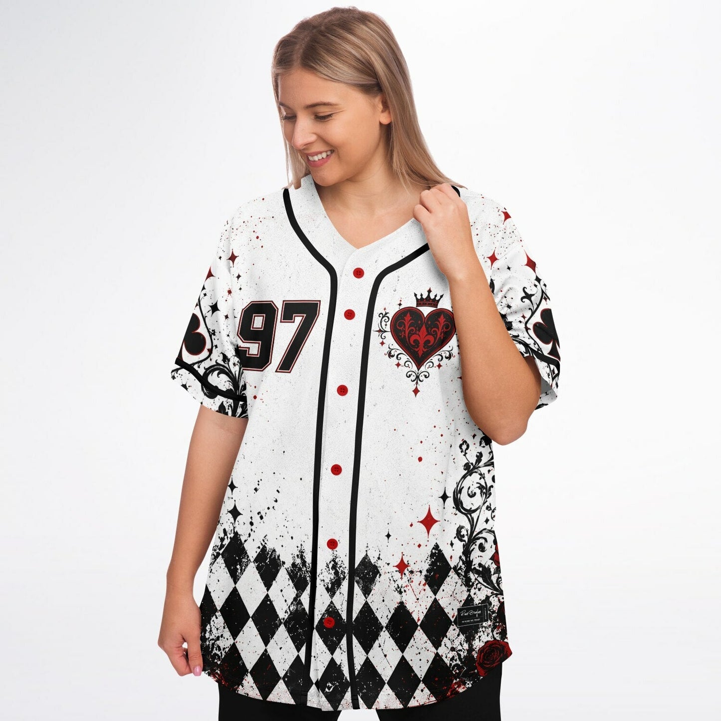 White Queen Hearts Rave Baseball Jersey