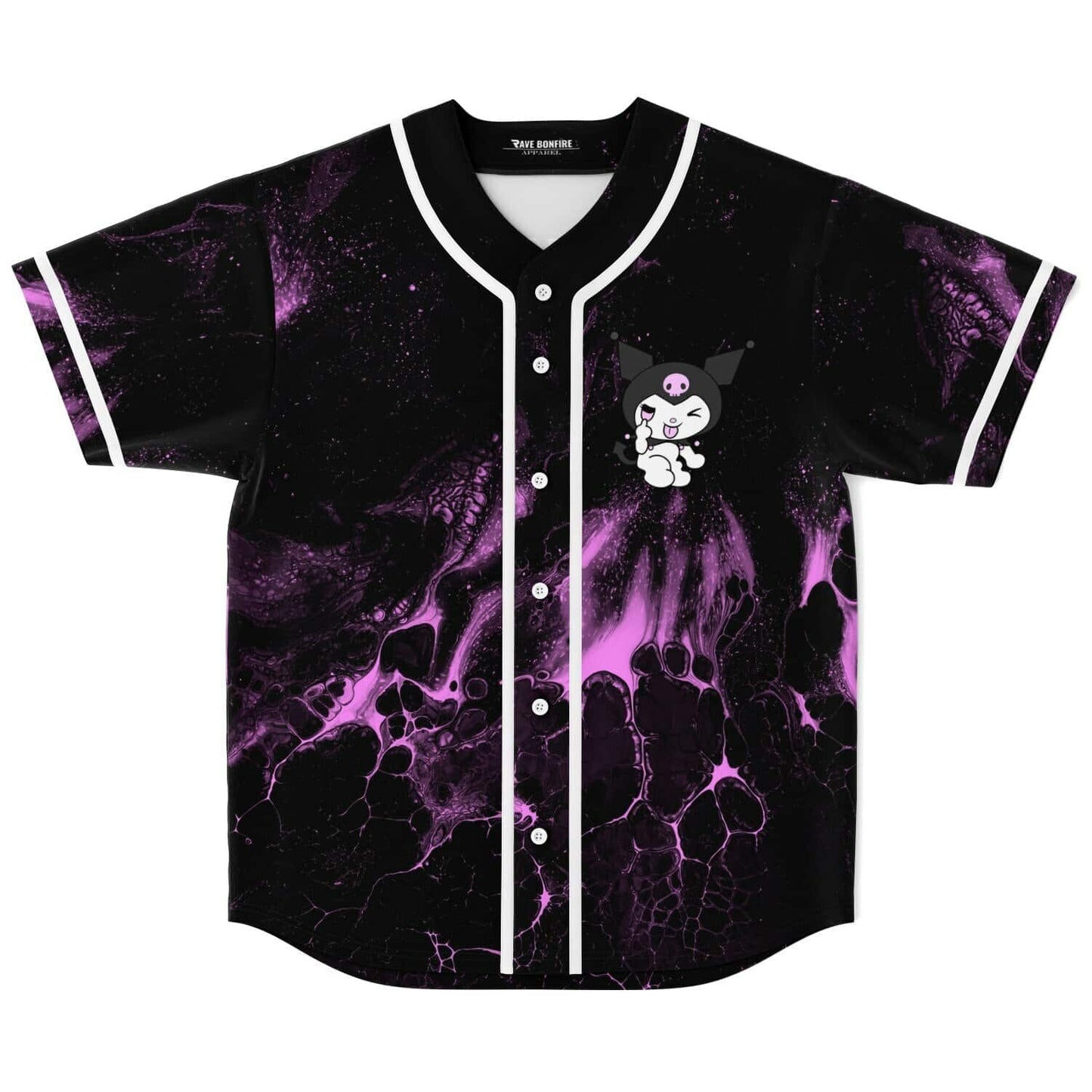Black Cute Cartoon Rave Baseball Jersey