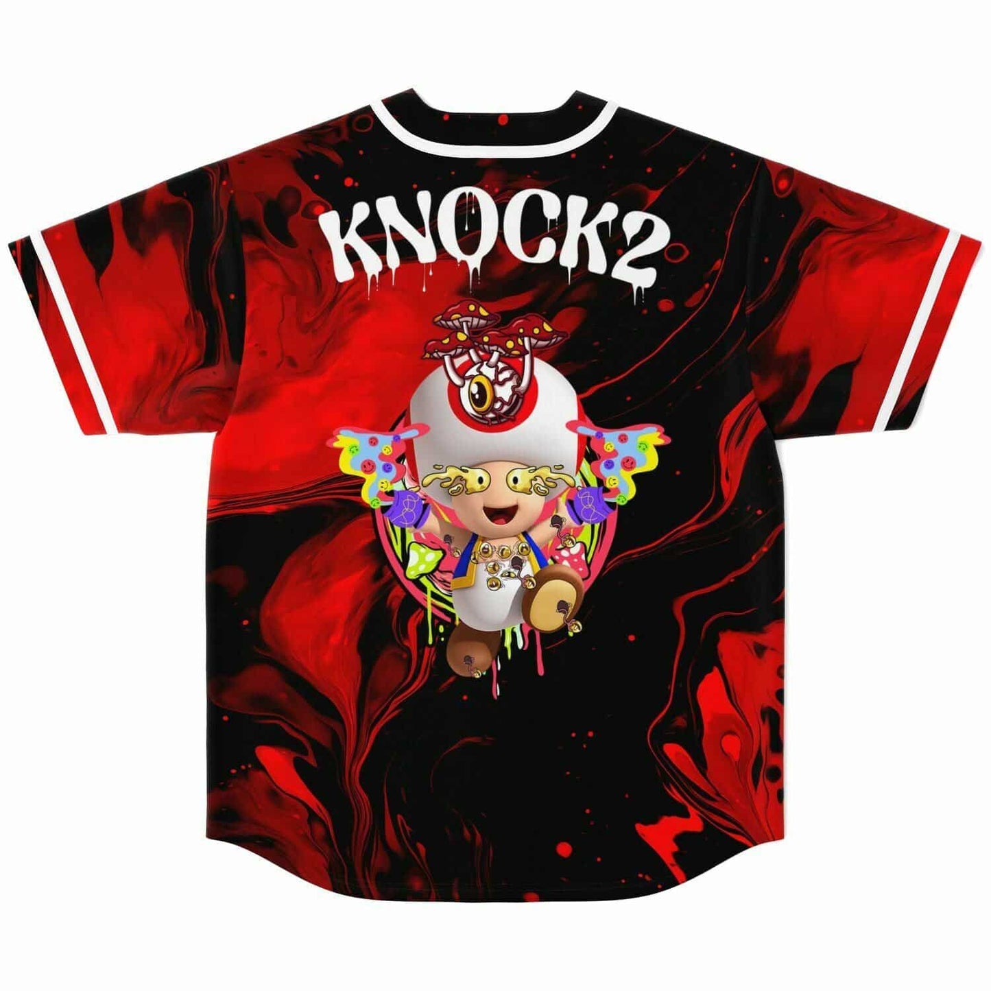 Knock2 Red Black Psychedelic Rave Baseball Jersey