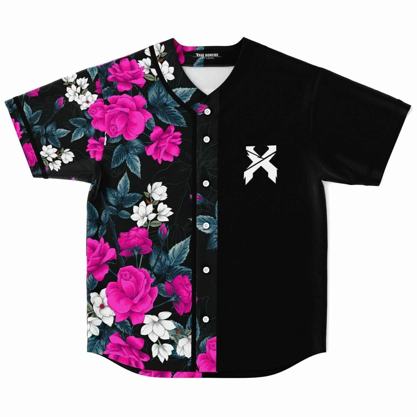 Black Roses Floral Rave Baseball Jersey