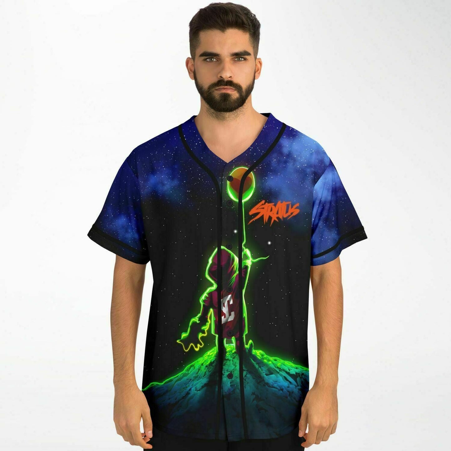STRXTUS Deep Blue Cosmic Scene Rave Baseball Jersey
