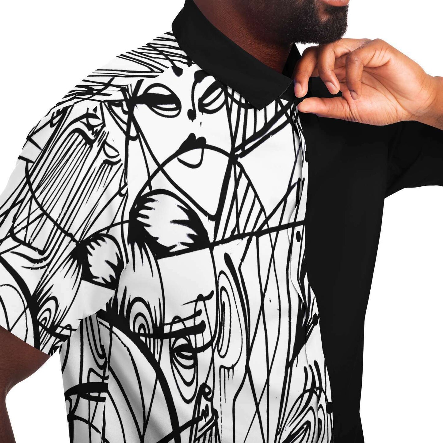 Faceless short sleeve button down shirt