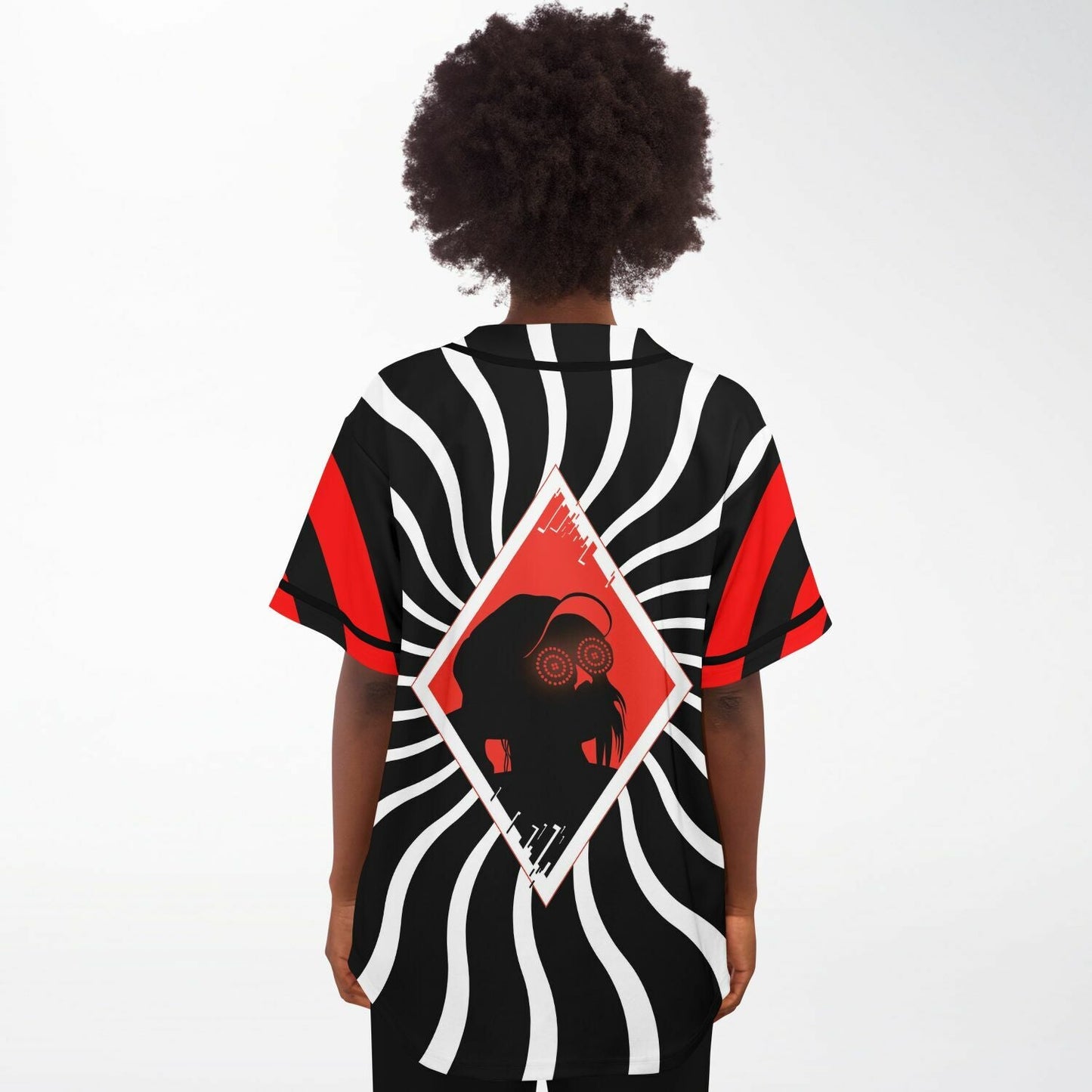 Black Bright Hypnotic Concentric Rave Baseball Jersey