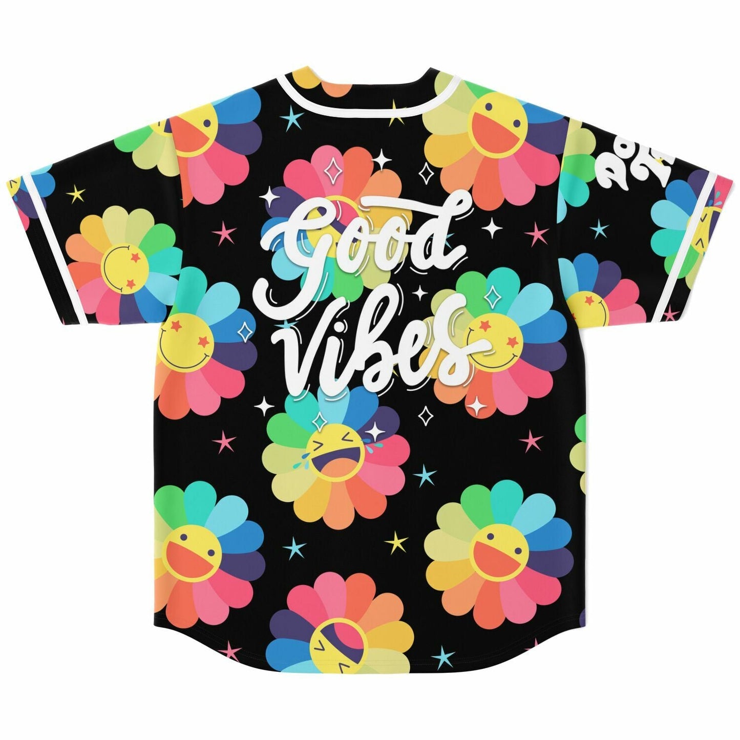 Black Repeating Rainbow Rave Baseball Jersey