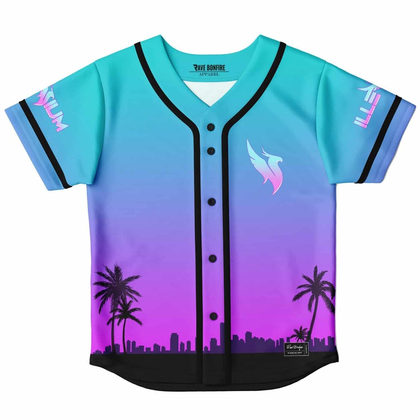 Illenium Teal Purple Phoenix Logo Rave Baseball Jersey