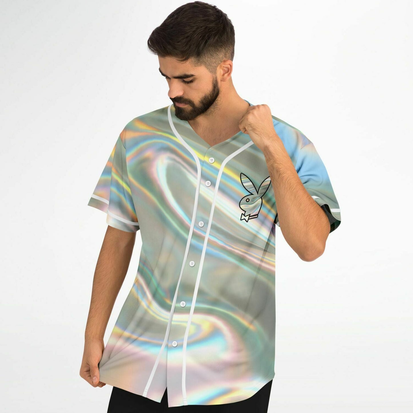Iridescent Holographic Rave Baseball Jersey