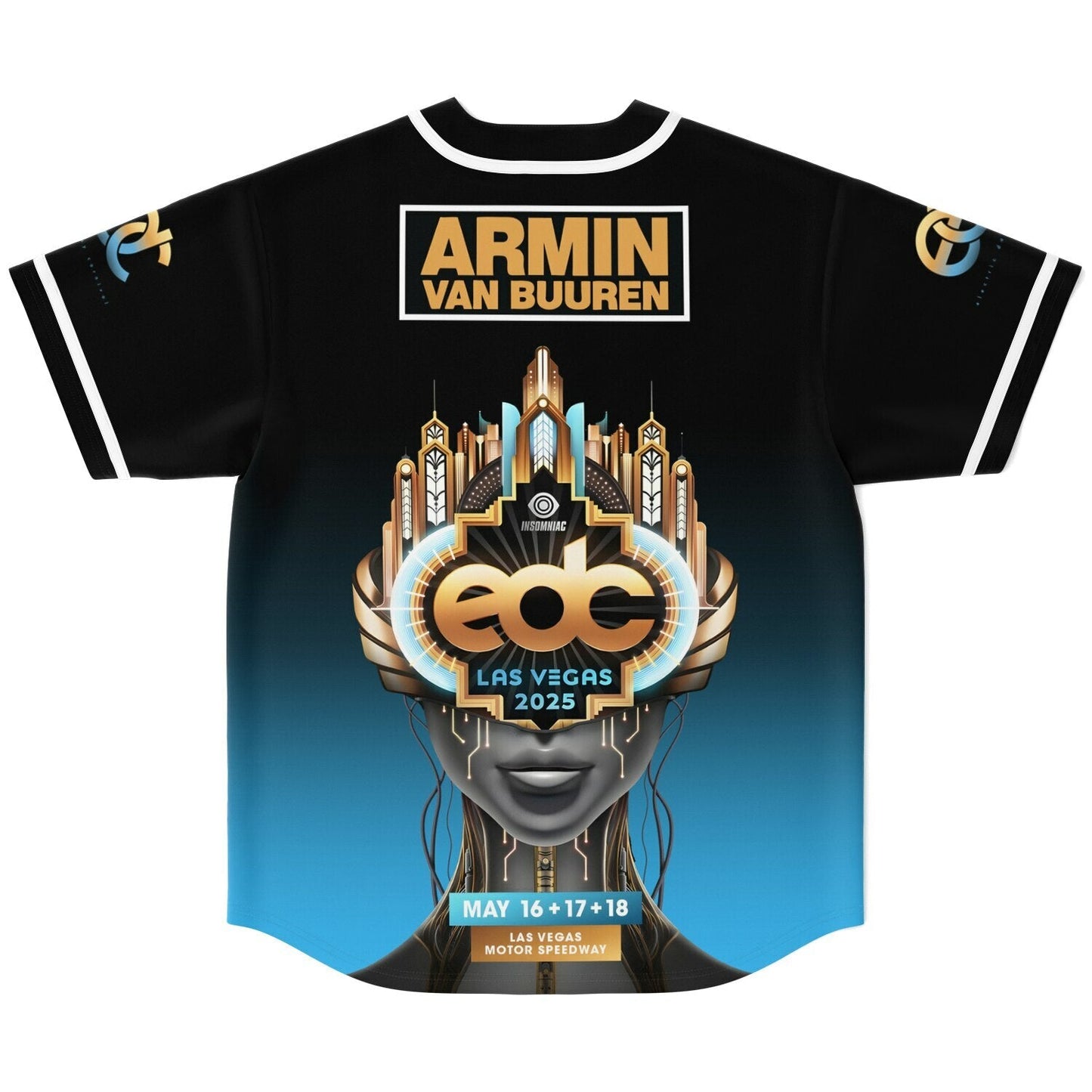 Armin van Buuren Black Bright Blue Gradient Rave Baseball Jersey