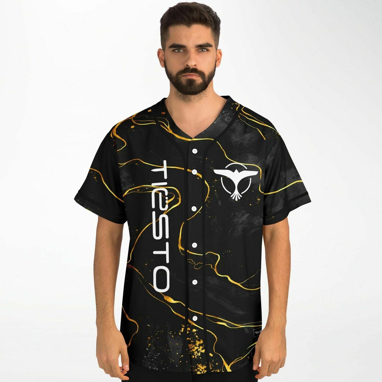 Tiësto Black Gold Marble Rave Baseball Jersey