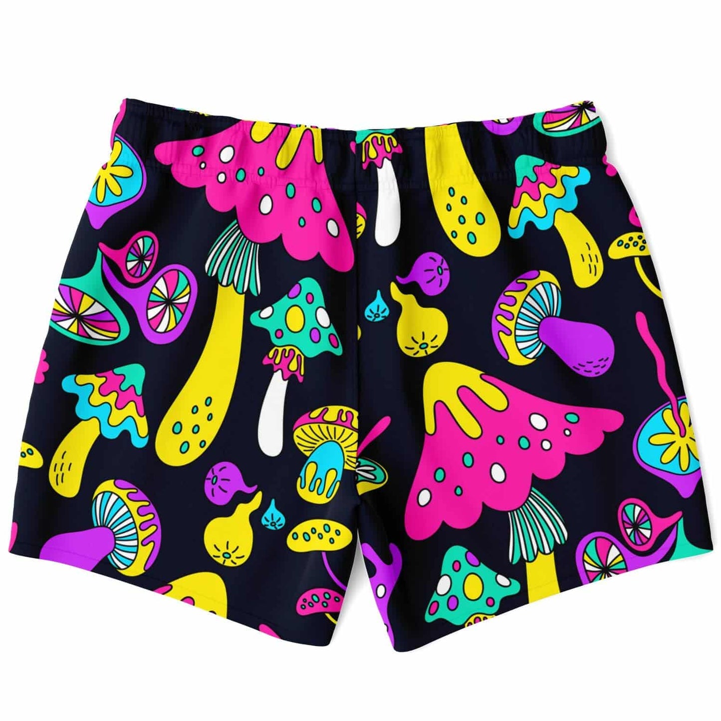 Dark Navy Psychedelic Mushrooms Rave Swim Trunks