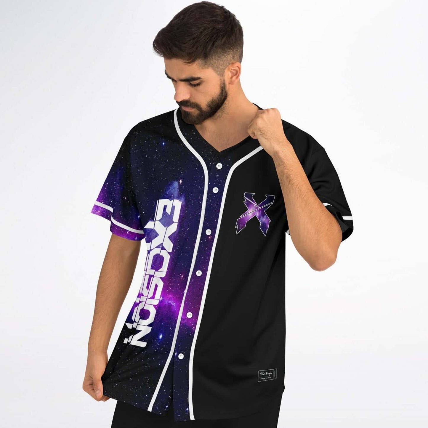 Excision Black Purple Half Rave Baseball Jersey