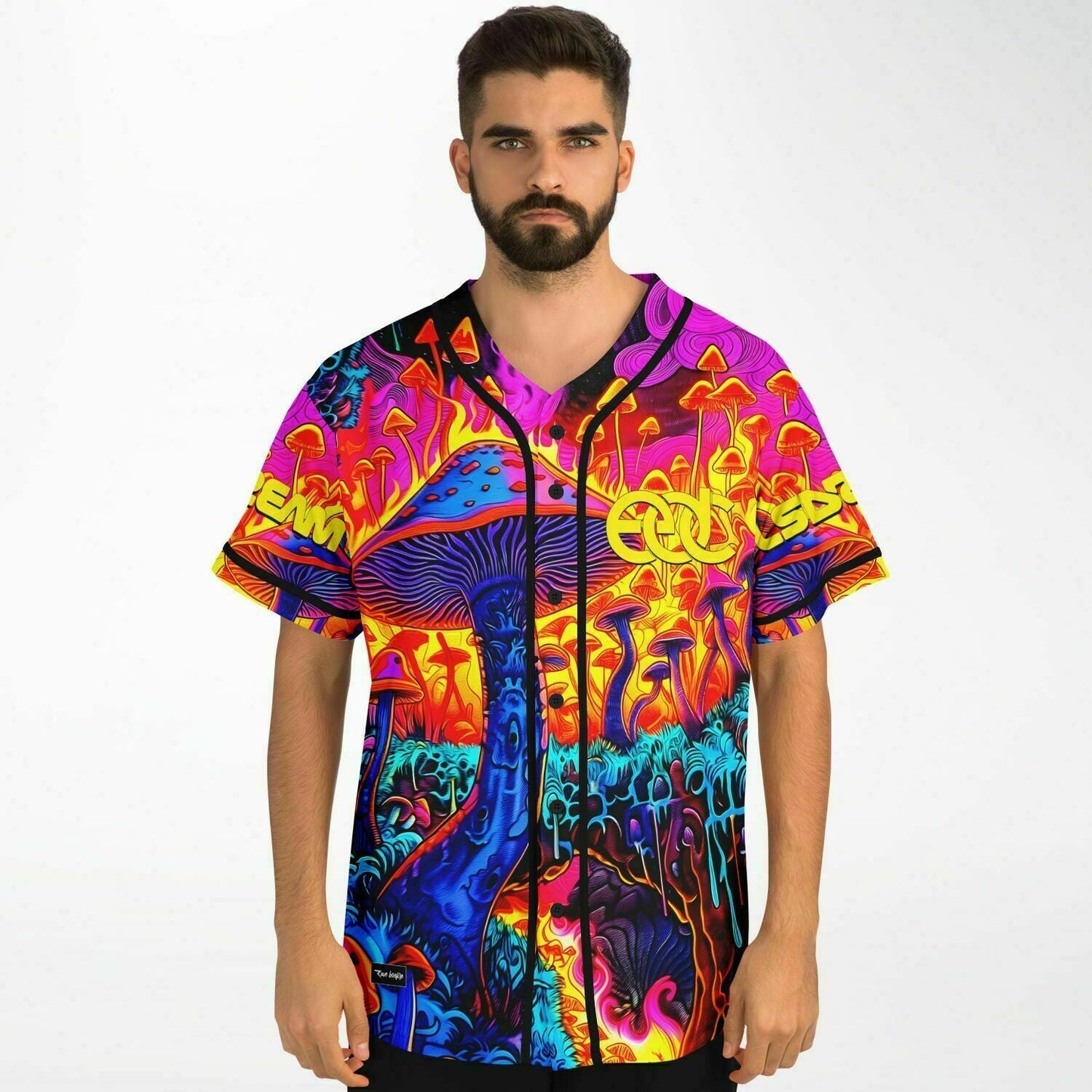 EDC Hot Pink Psychedelic Glowing Rave Baseball Jersey